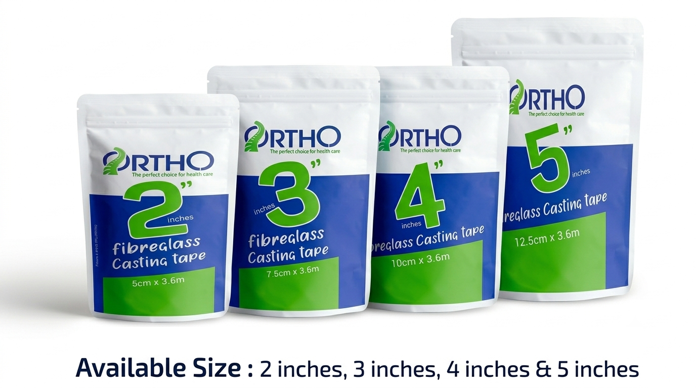 ORTHO fiberglassgipsbandage – fyra tillgängliga storlekar